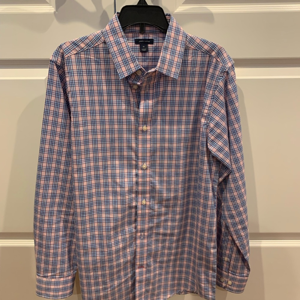 Boys Tommy Hilfiger Pink Blue Dress Shirt